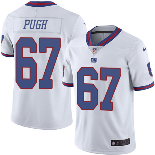 Men's Limited Justin Pugh Nike Jersey White - #67 Rush NFL New York Giants